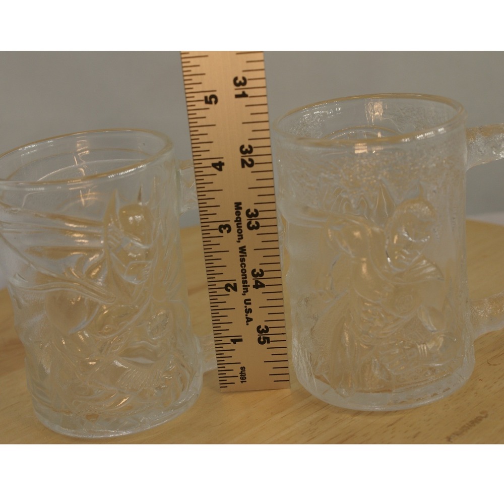 Vintage 1995 McDonalds Batman Forever Glass Mugs Set of 2 Batman & Robin France - Picture 9 of 16